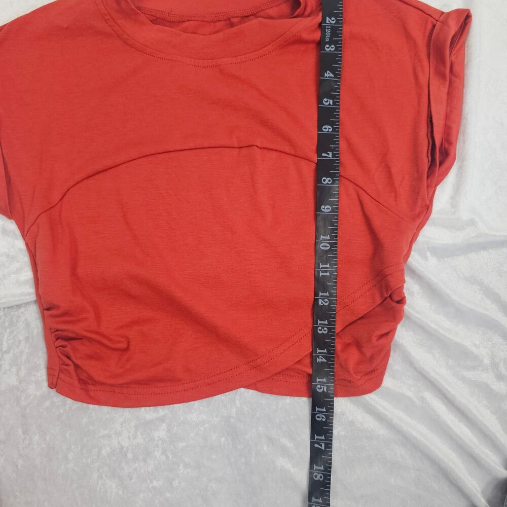 Cupshe Rust Orange Jersey Wide Leg Pants & Cropped Wrap Top Women's Size S NWT - Picture 14 of 16